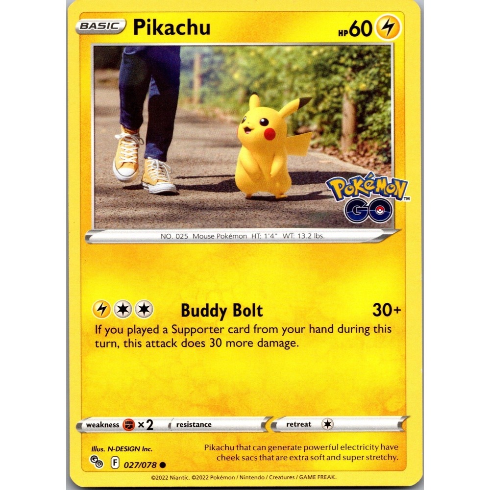 Pikachu 027/078 Pokemon GO Common Lightning TCG Card MP